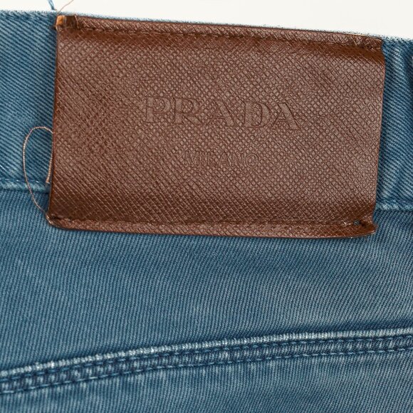 Prada Blue Cotton-Twill Straight-Leg Jeans - Picture 9 of 16